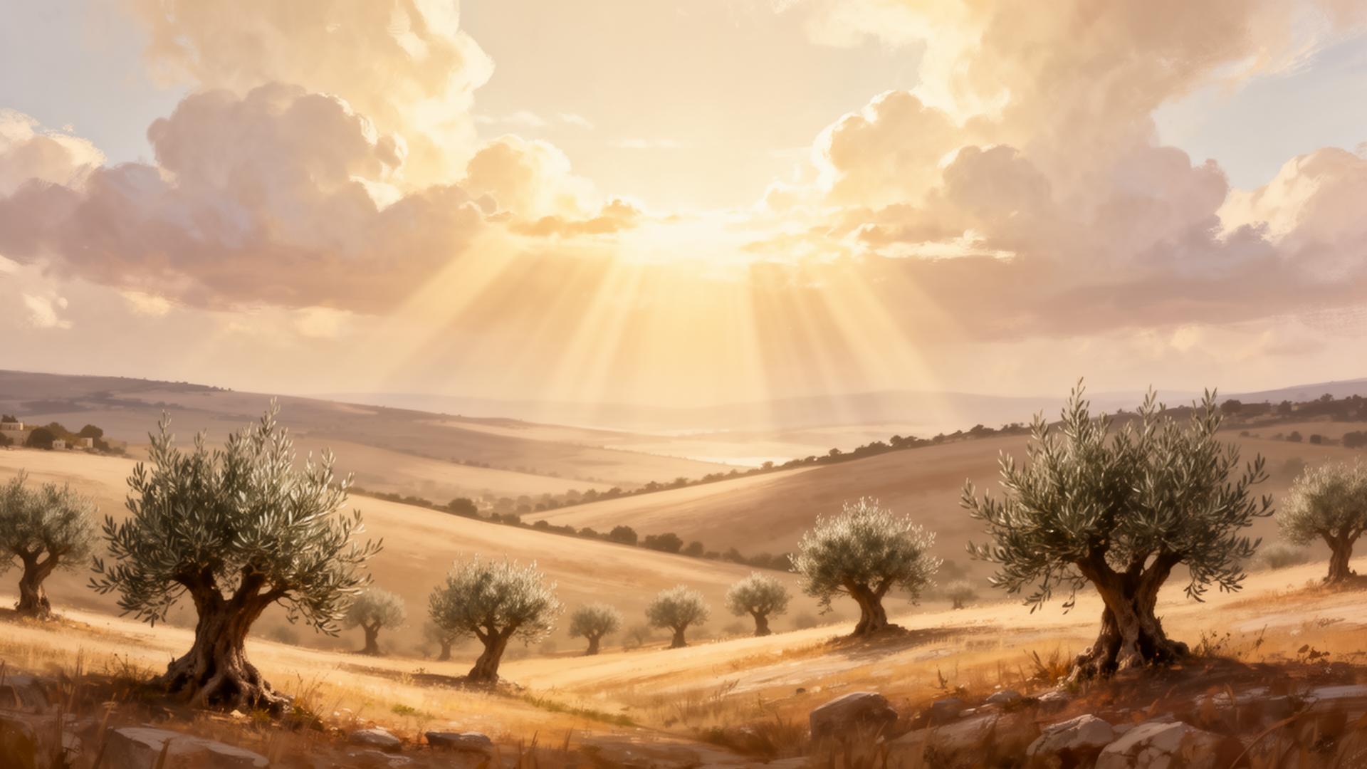 Paisagem serena com luz dourada